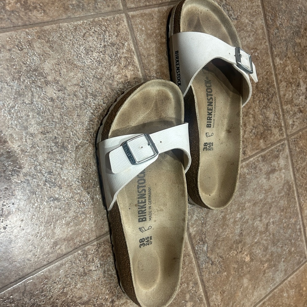 Birkenstock White Slide Sandals